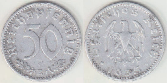 1935 E Germany 50 Pfennig A004550